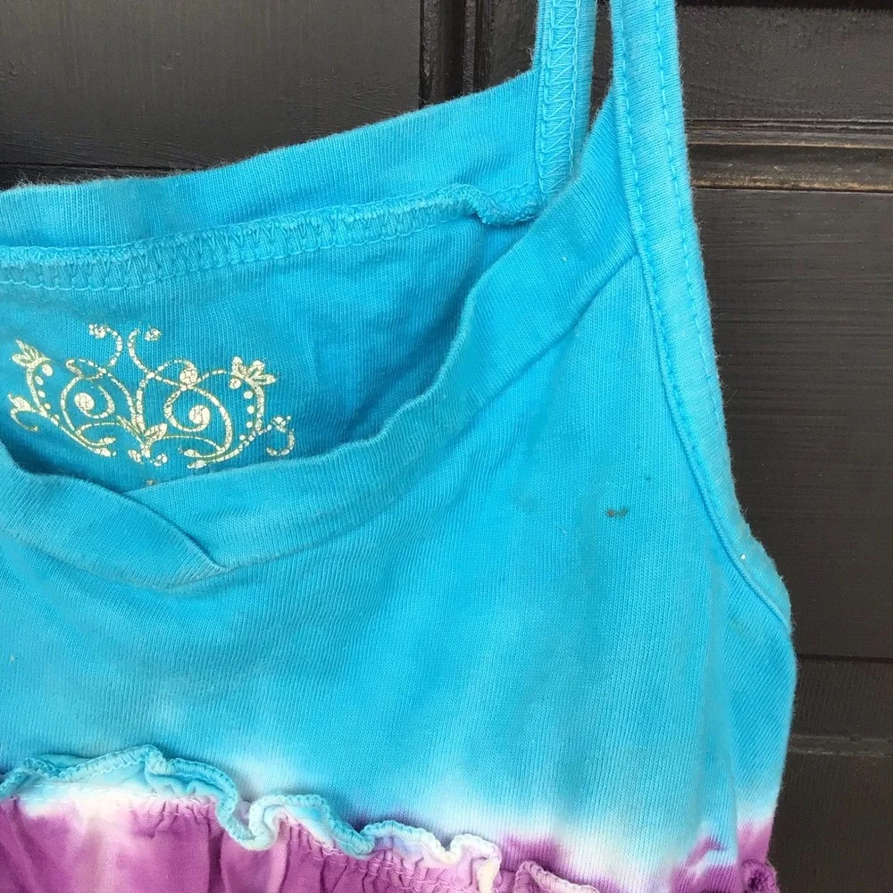 The Children's Place Dress Girls Sz 6 Blue Tie Dye Sleeveless Camisole Boho - Picture 2 of 11